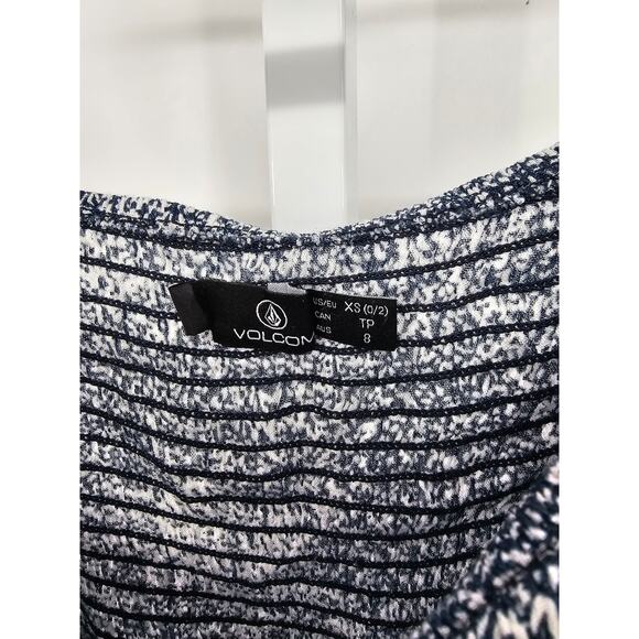 Vintage Y2K Volcom Womens Sz XS Mini Skater Dress Blue Floral Smocked - Picture 4 of 5